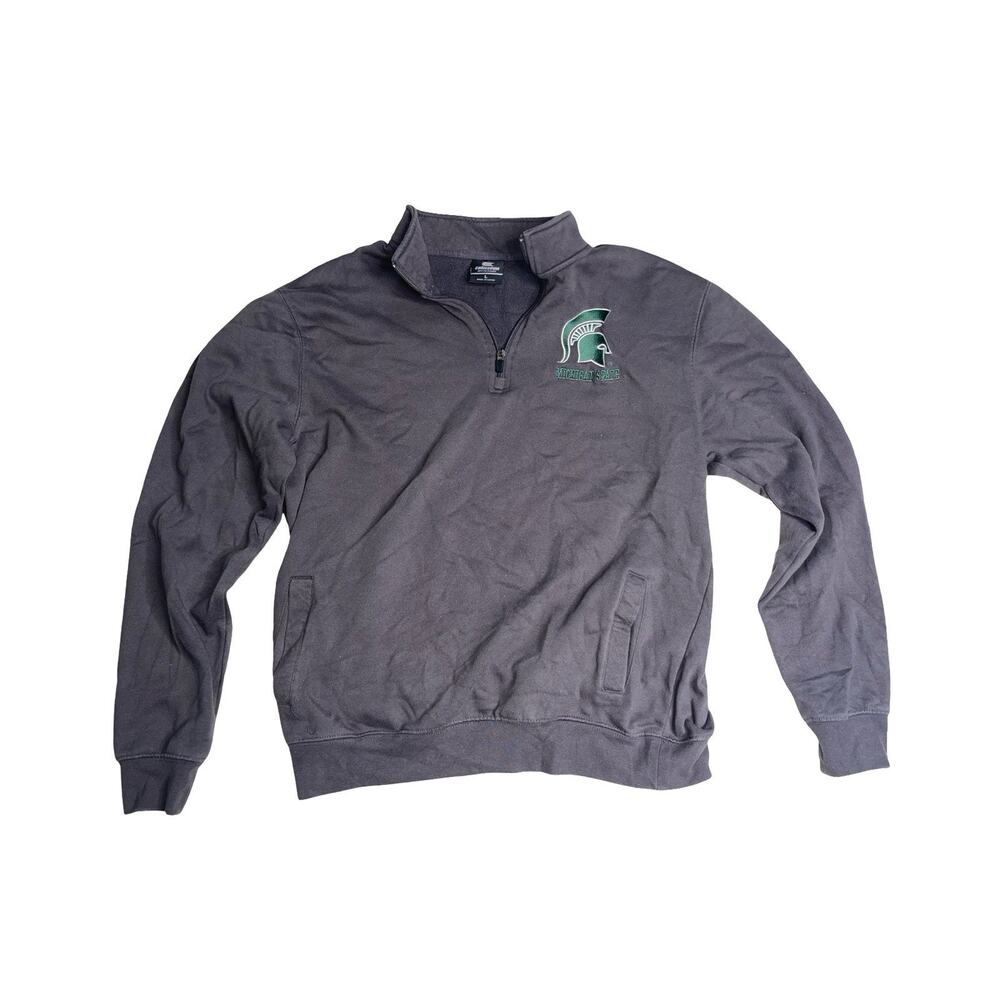 Nike Michigan State Spartans Quarter Zip Pullover Men’s L Gray Embroidered